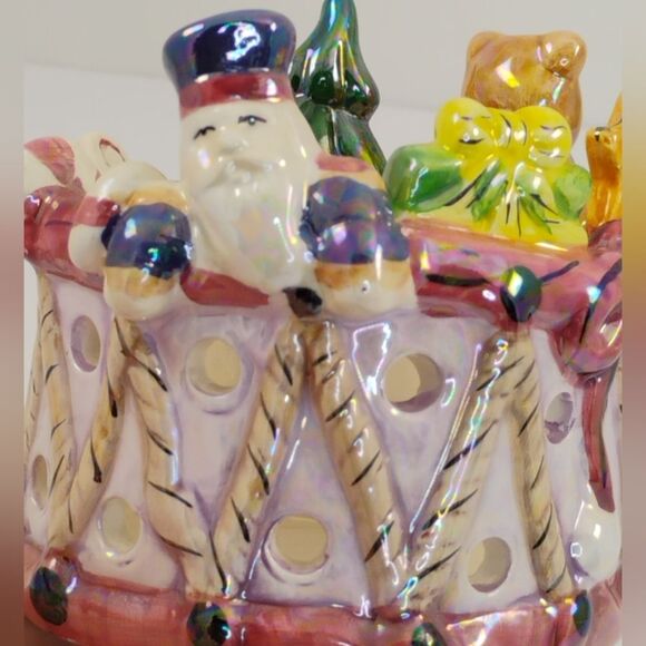 Christmas Votive Lusterware Finish Ceramic Tea Light Holder Candle Holder - Picture 13 of 15